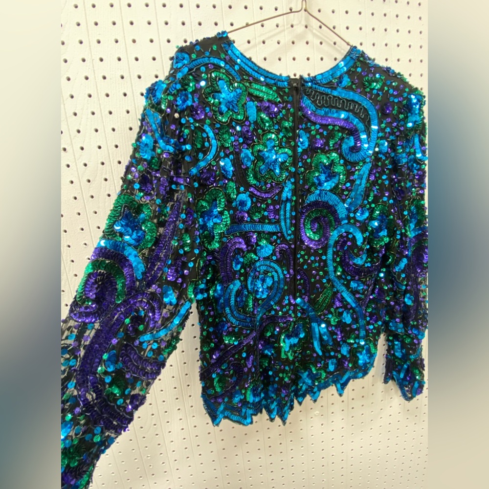 80’s vintage sparkle holiday blouse top